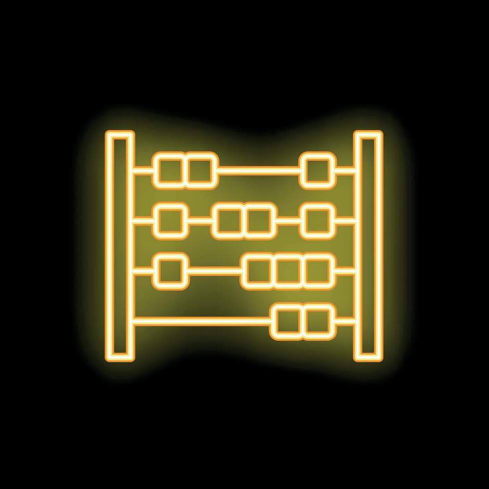 Neon yellow abacus icon glowing on black background vector