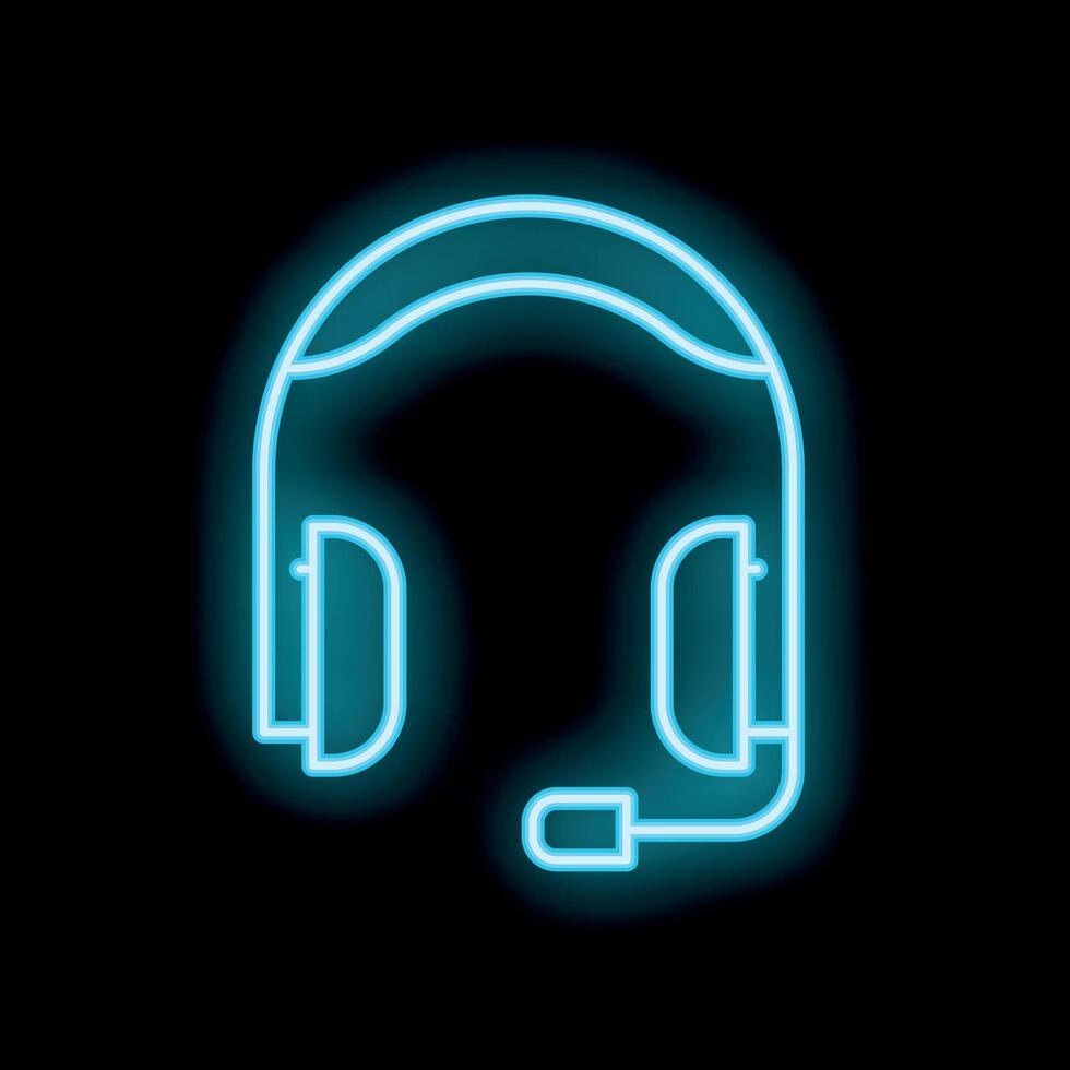 Blue neon headset shining in the dark background vector
