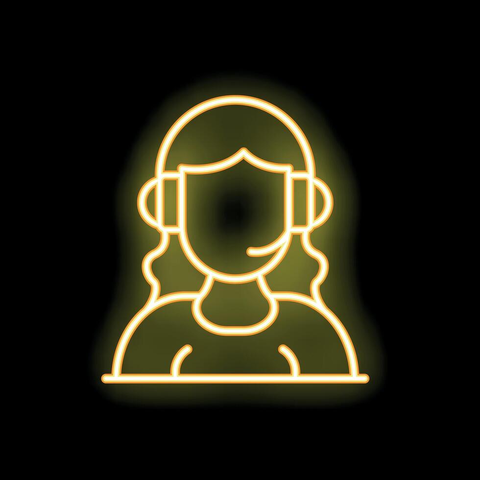 Neon sign of a customer service representative wearing a headset vector