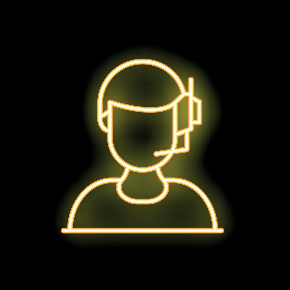 Neon sign showing a male call center agent wearing a headset vector