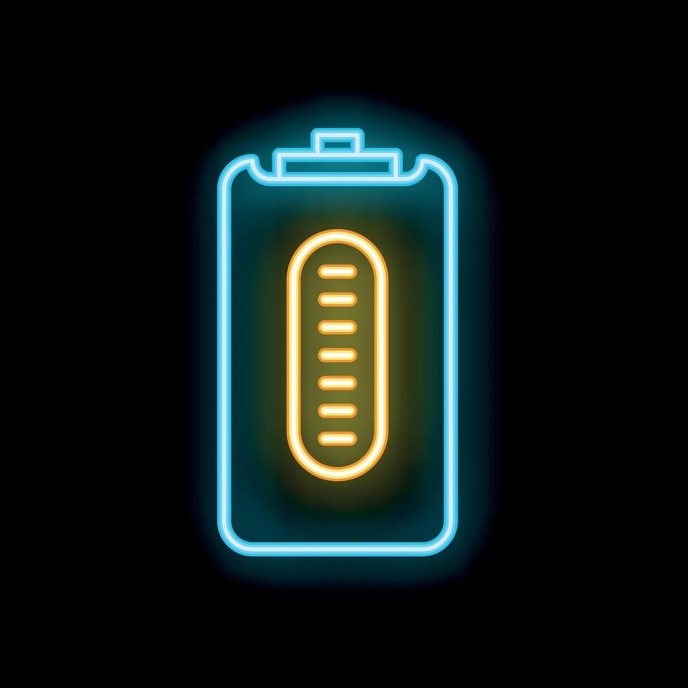 Neon style icon illustrating a battery vector