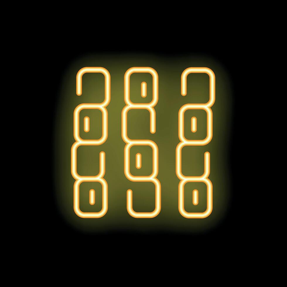 Neon sign showing three corn cobs on black background vector