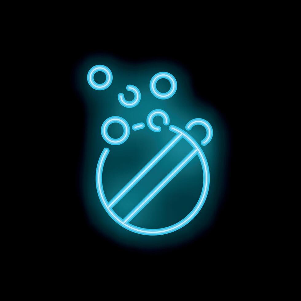 Blue neon sign of effervescent bath bomb fizzing in water vector