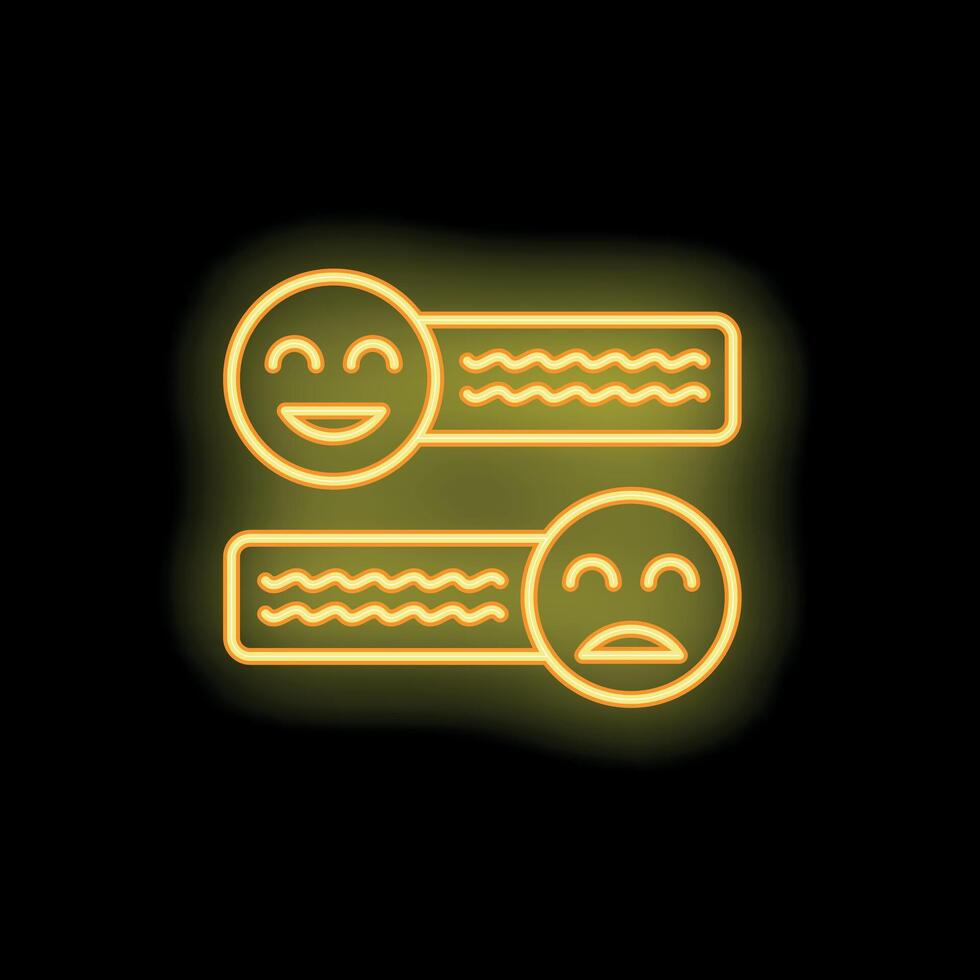 Neon icons showing positive and negative feedback with comment boxes vector