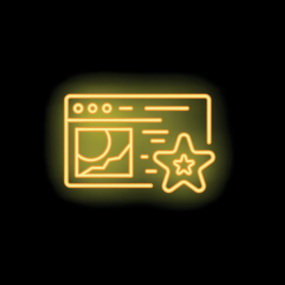 Neon yellow online content creation getting five star rating icon vector