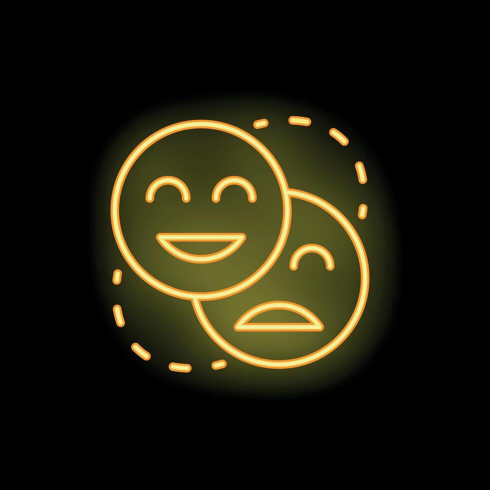 Neon icon showing mood swings with happy and sad faces vector