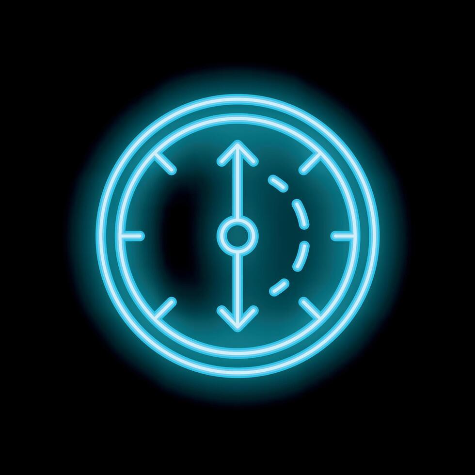 Neon clock icon showing time passing quickly vector