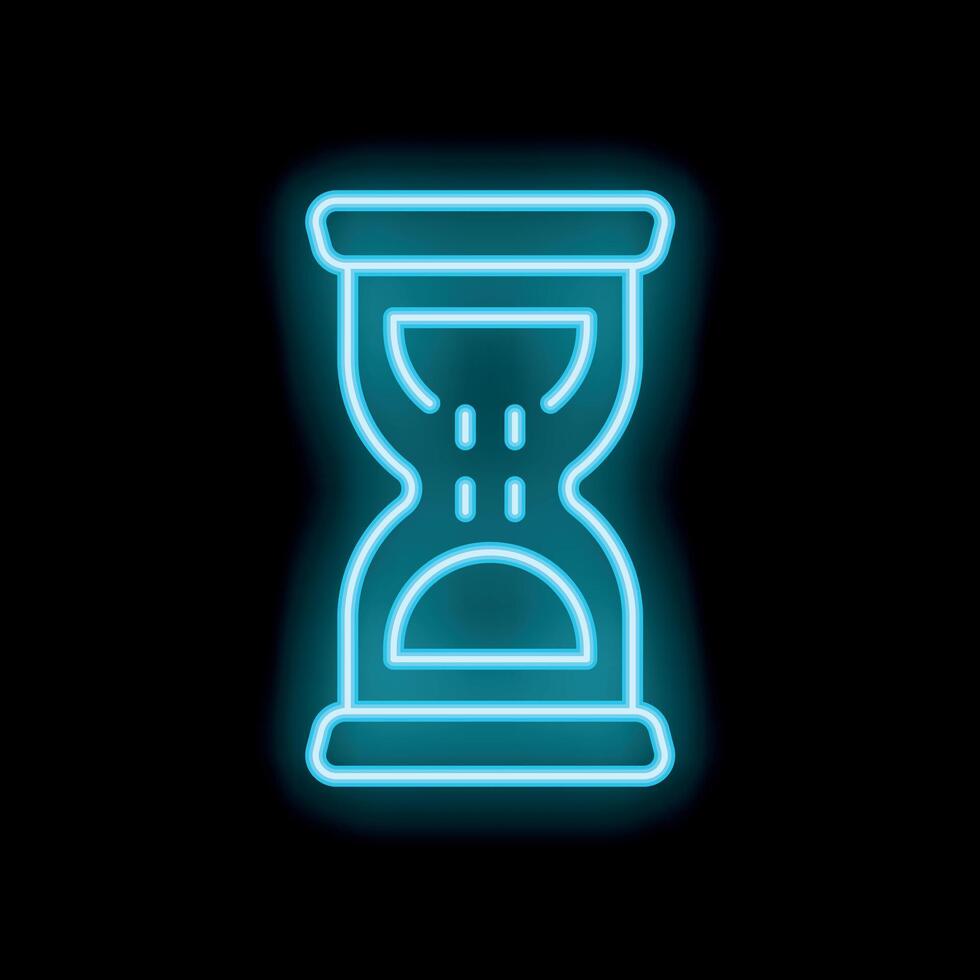 Neon blue hourglass showing time passing on dark background vector