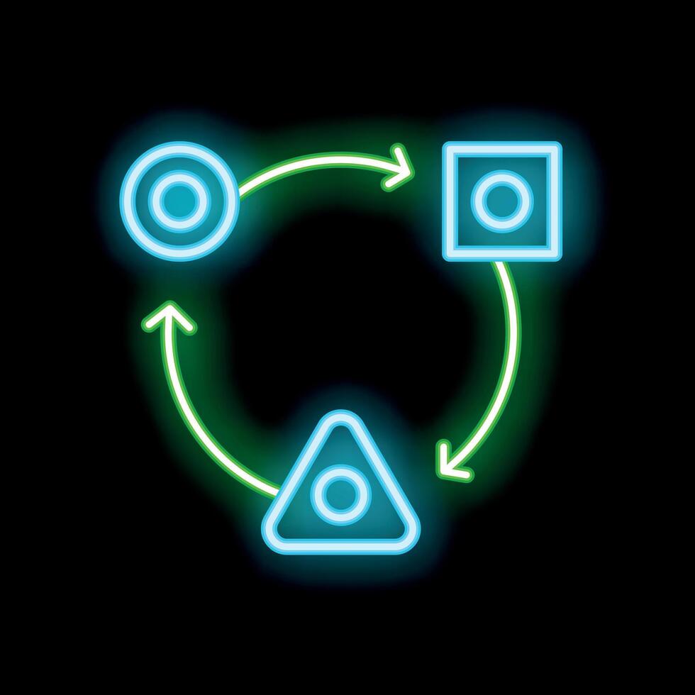 Neon workflow diagram showing project management process vector