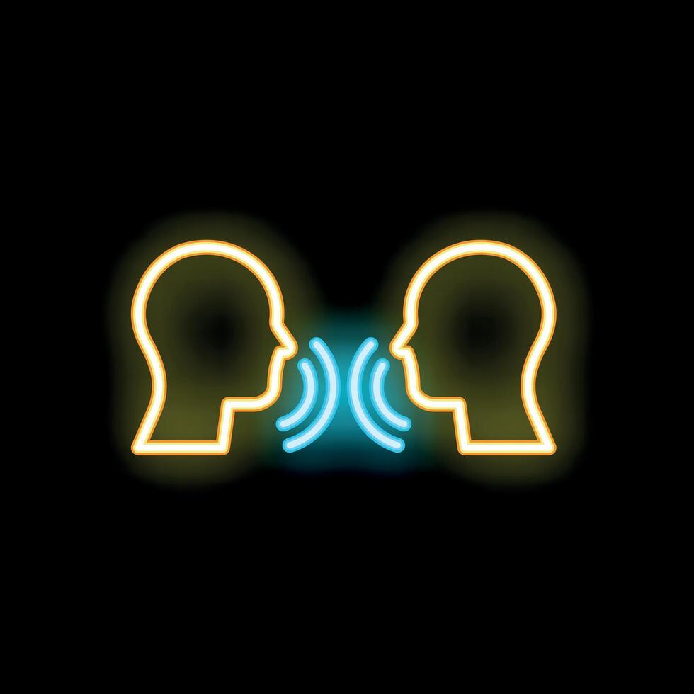 Neon icon of two people talking and communicating vector