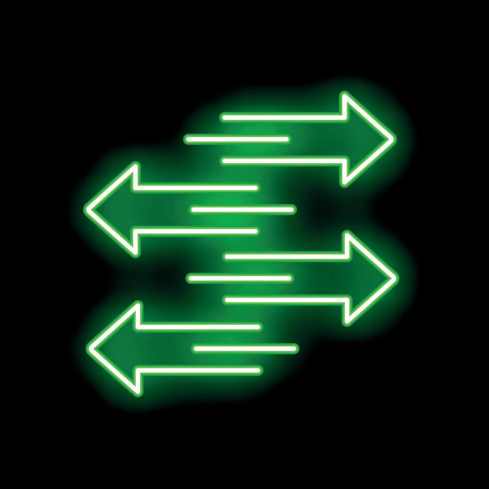 Neon green arrows pointing right on black background vector