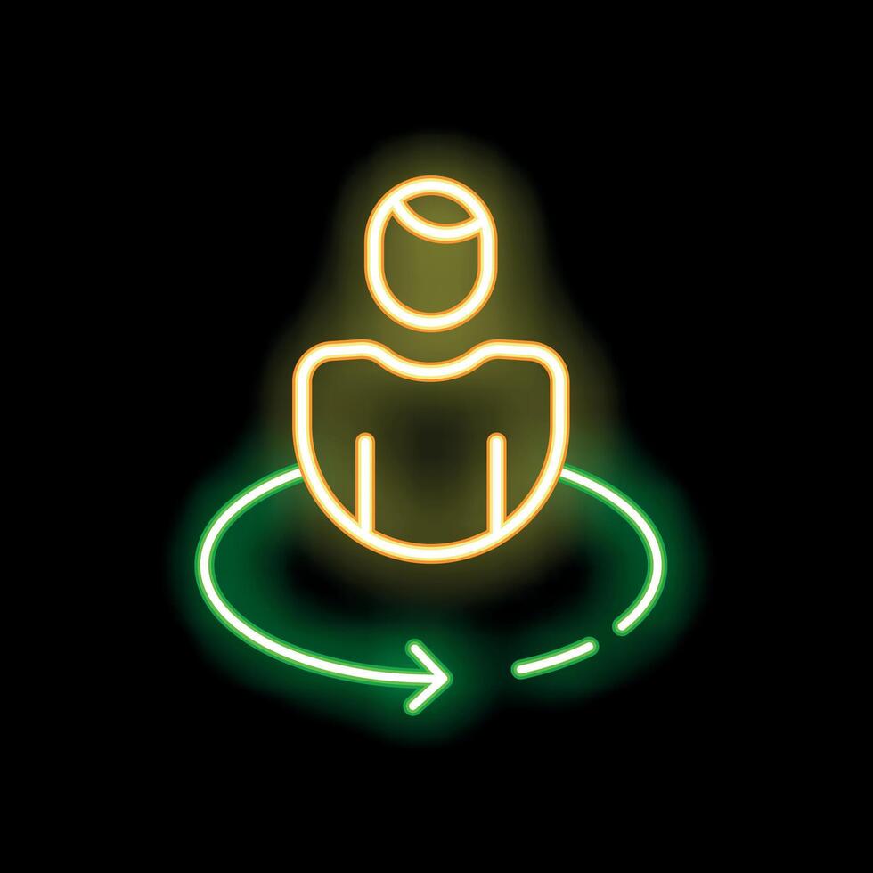 Neon avatar icon showing rotating human figure vector