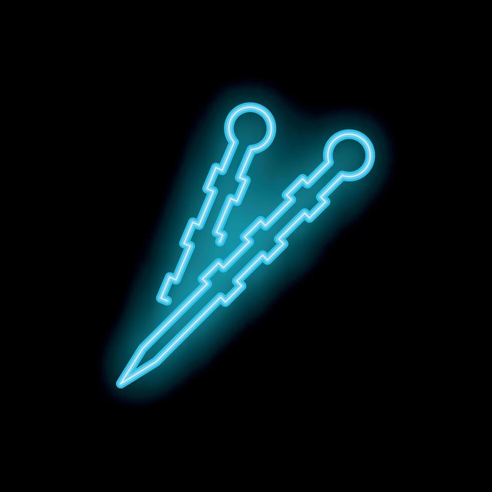 Blue neon acupuncture needles glowing on black background vector
