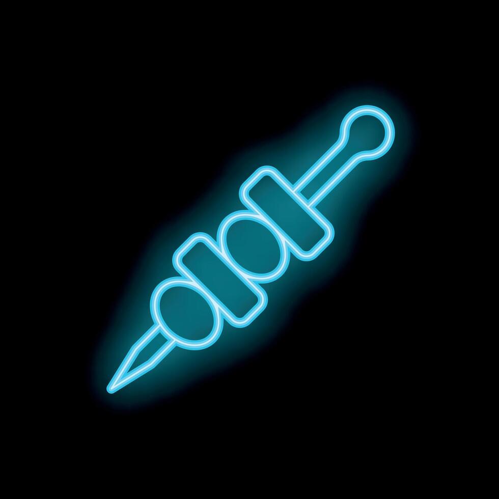 Neon sign showing skewer with olives for bar or restaurant vector