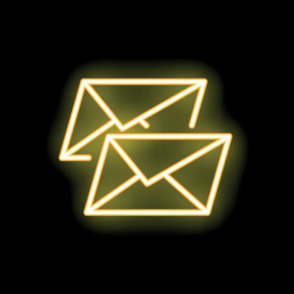 Yellow neon light showing email inbox icon on black background vector