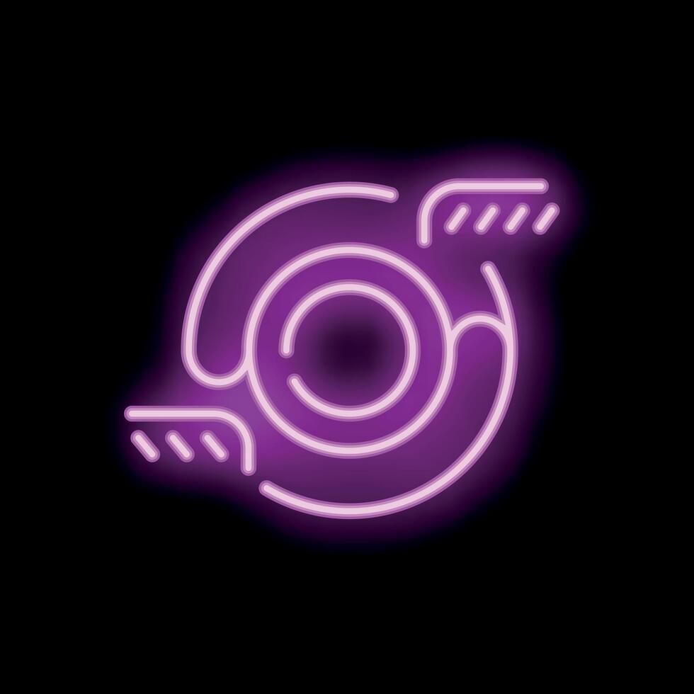Neon purple vortex spinning with arrows on black background vector