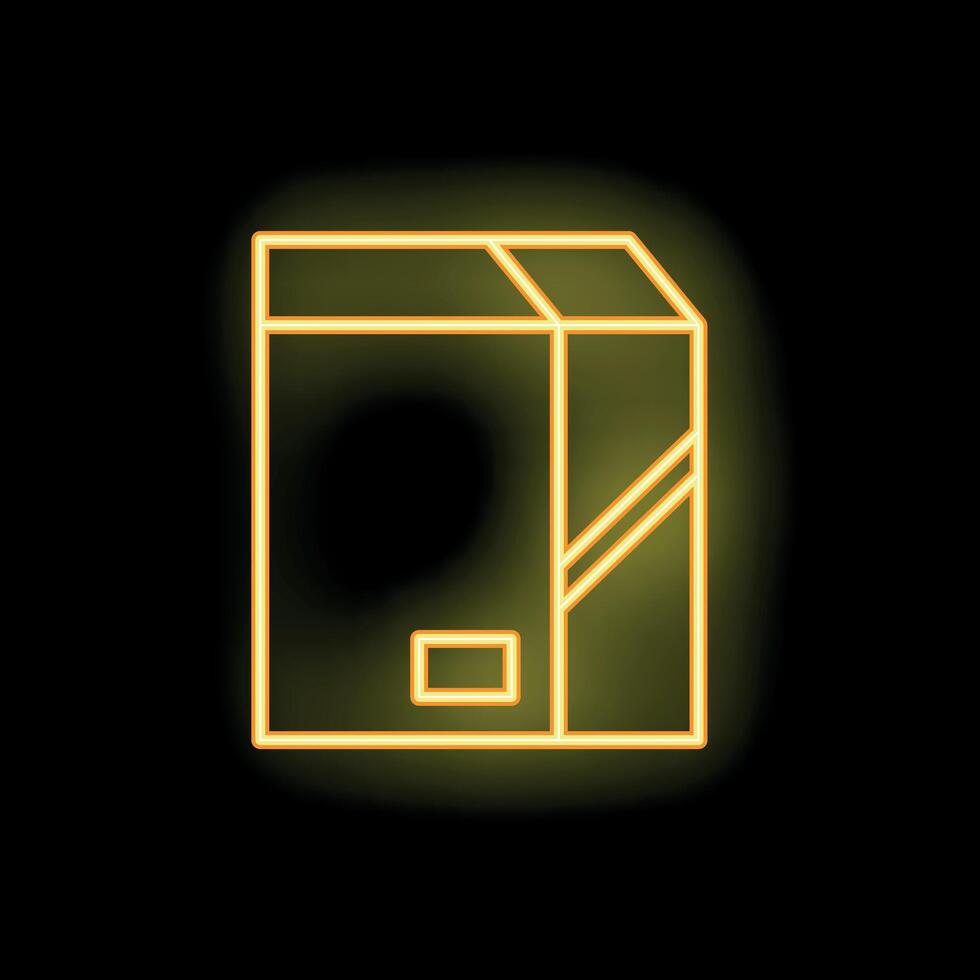 Neon yellow box glowing on black background vector