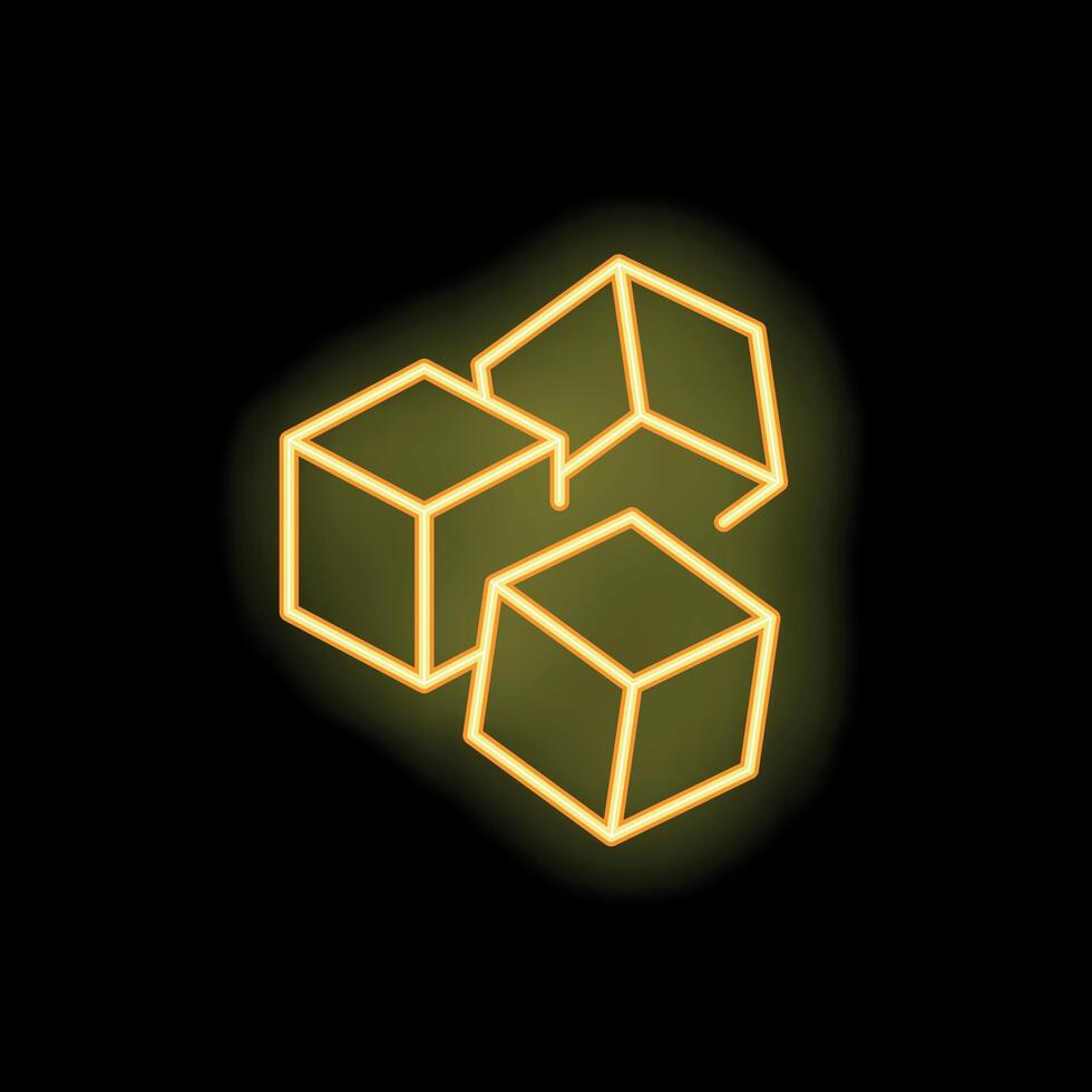 Neon cubes glowing on black background vector
