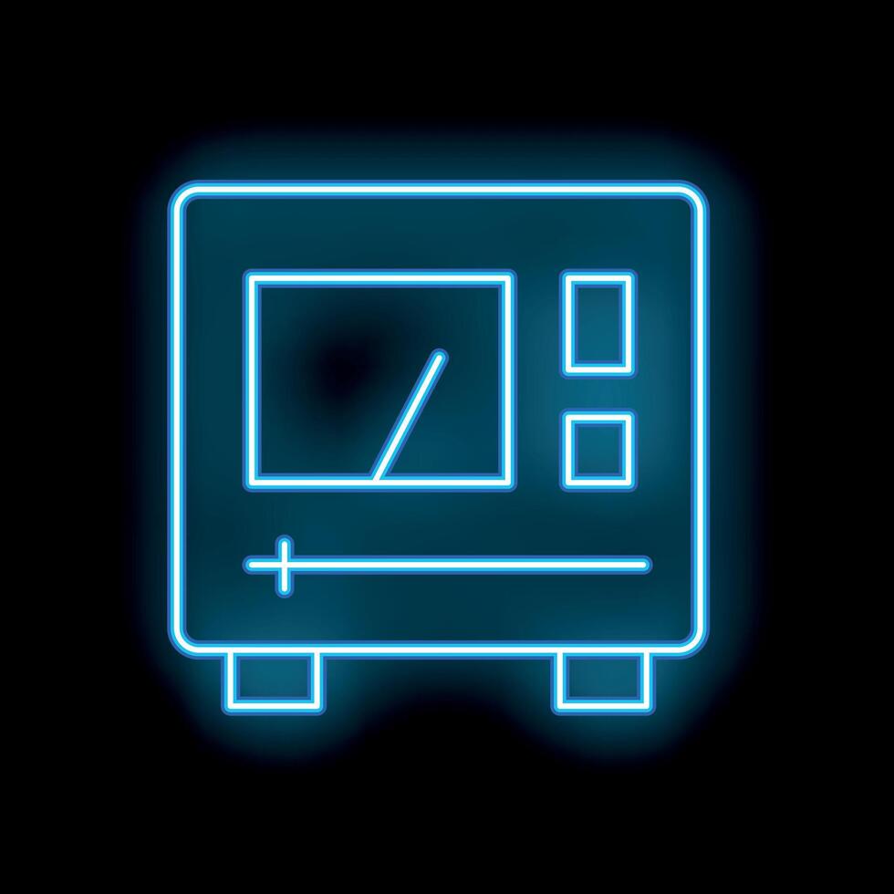 Neon blue oscilloscope showing sinus signal on dark background vector