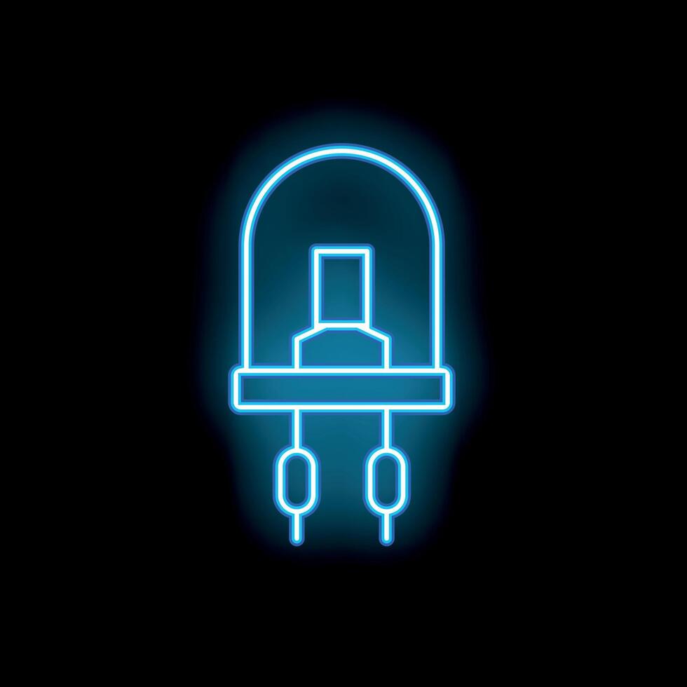 Blue neon icon of led lamp shining in the dark vector