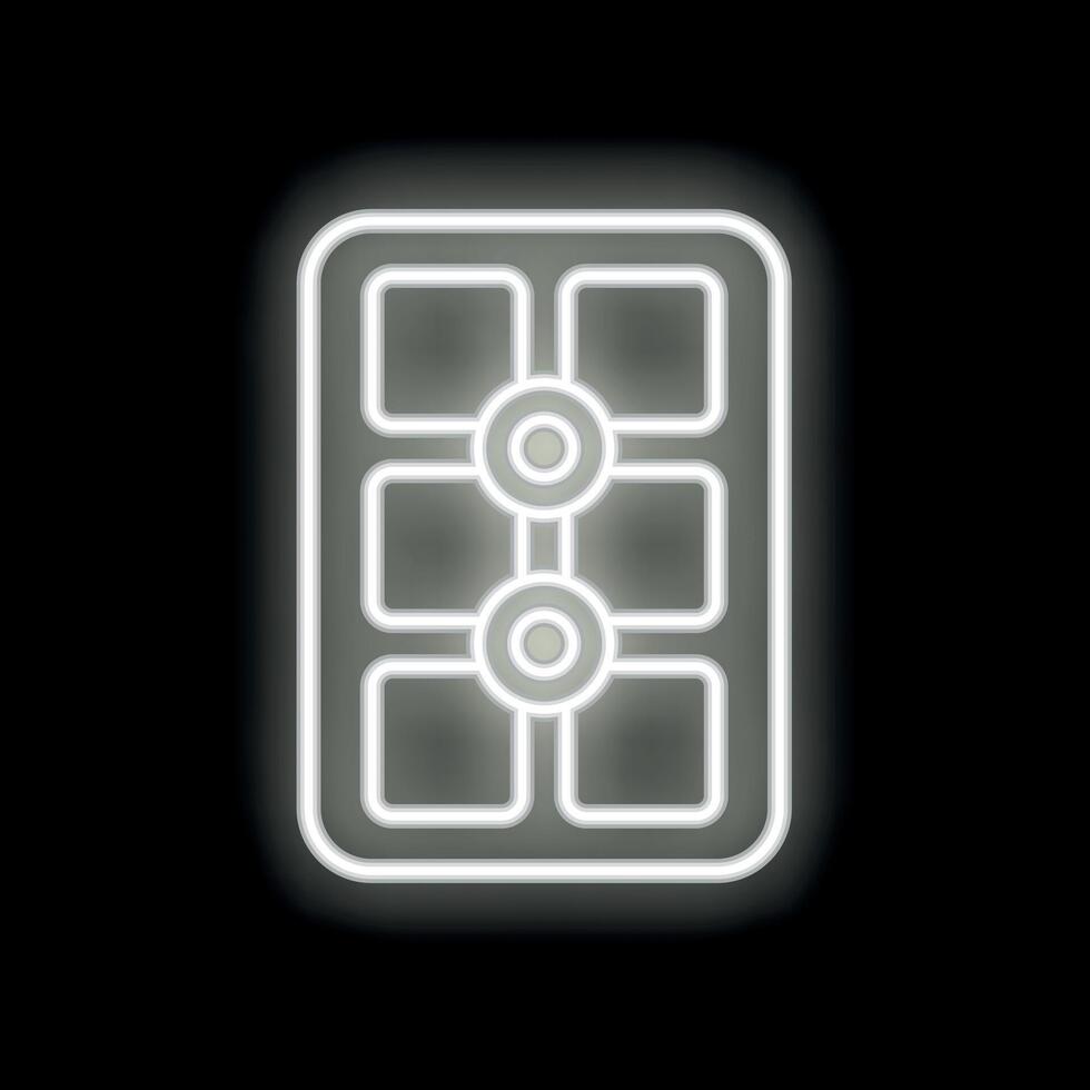 White neon sign showing a chocolate bar on a black background vector