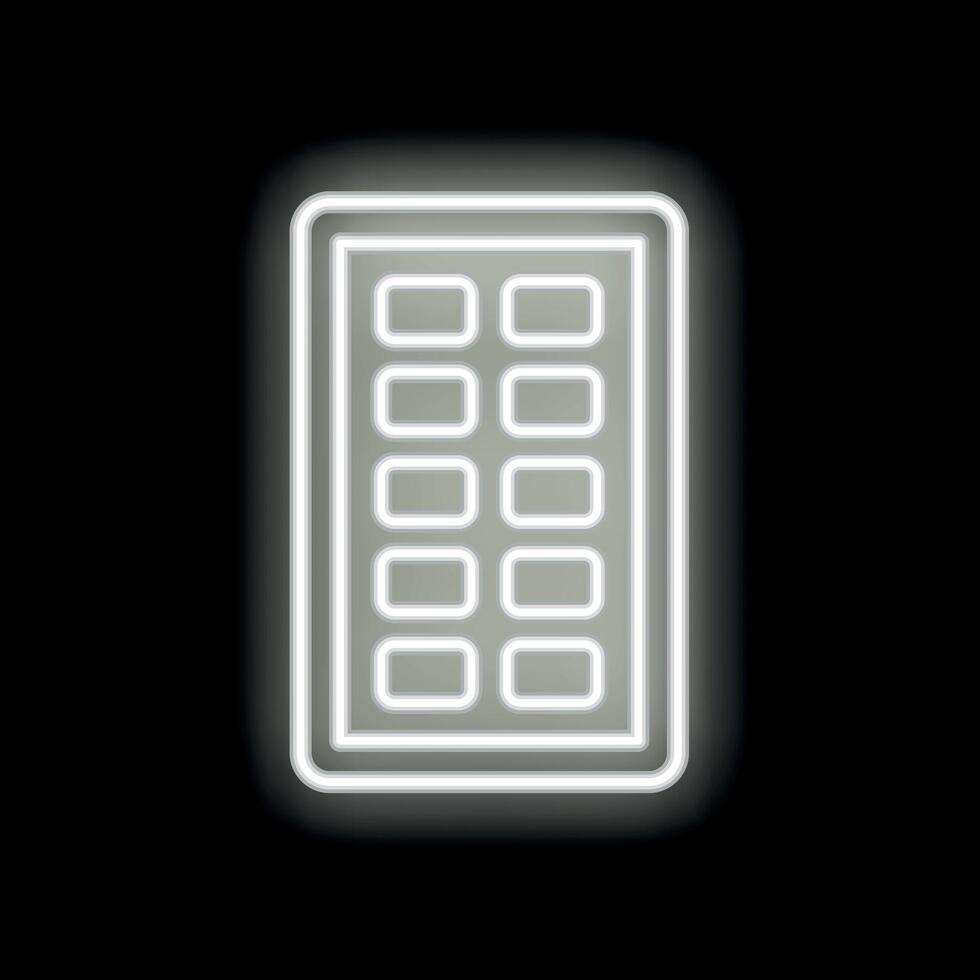 White neon sign showing a chocolate bar on a black background vector