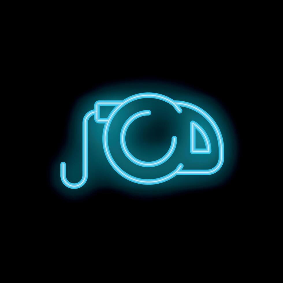 Neon icon of measuring tape on black background vector