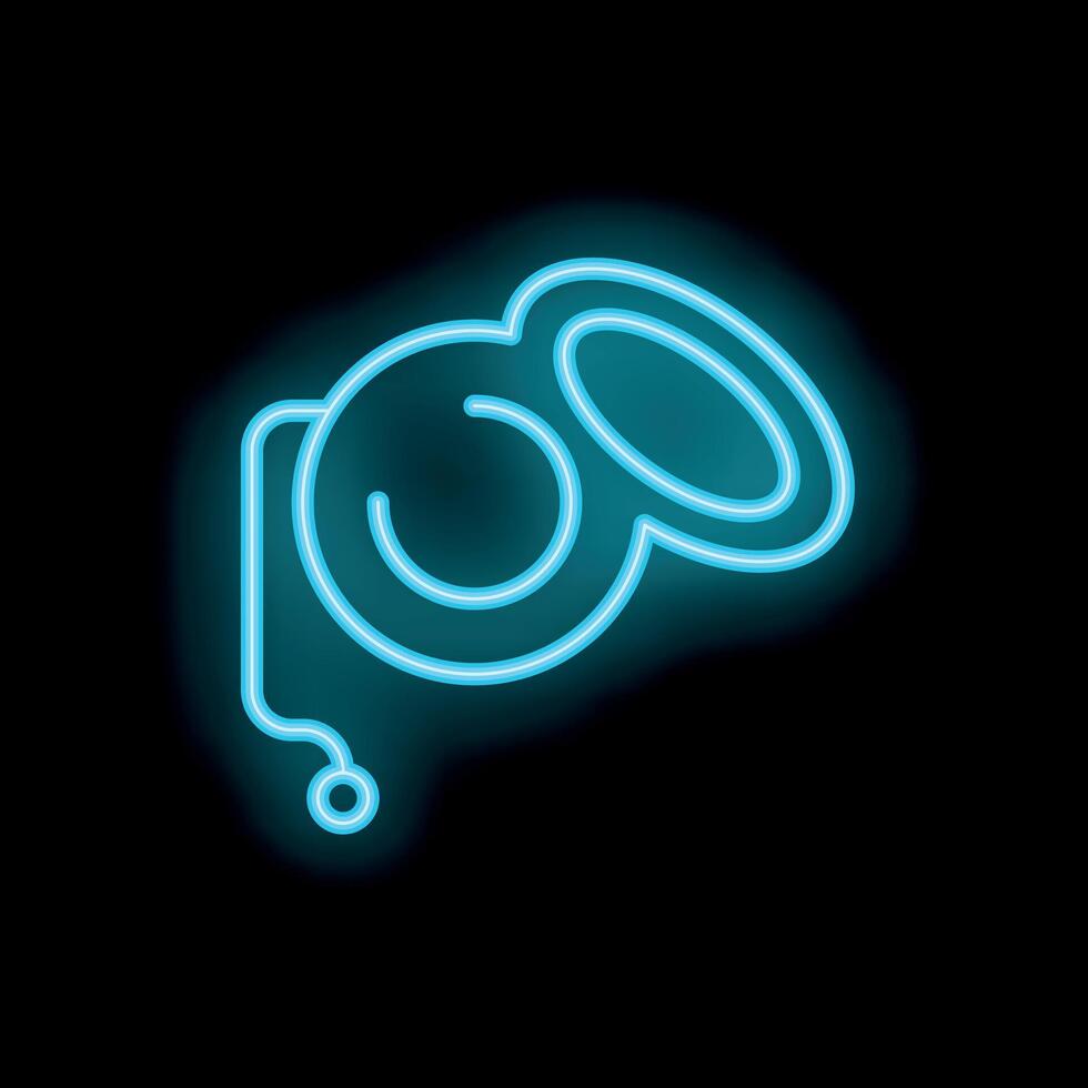 Blue neon sign showing a yo yo toy on a black background vector