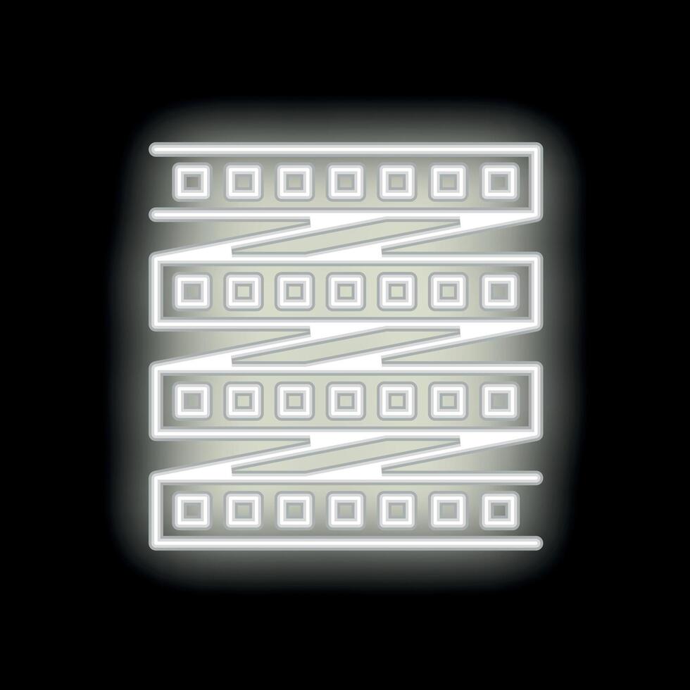 Neon icon of network switch hub with connectors glowing on black background vector