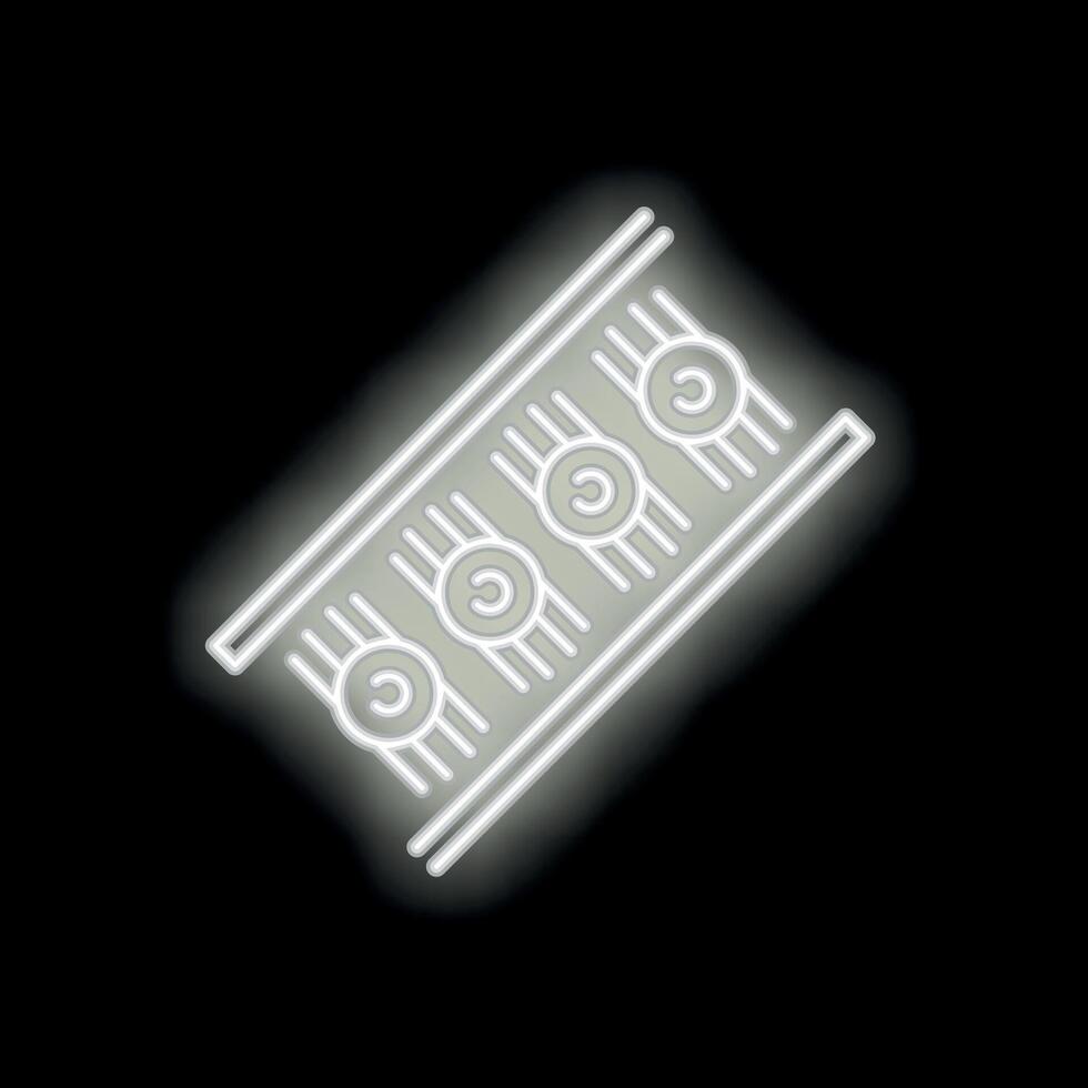 White neon style conveyor belt icon on black background vector