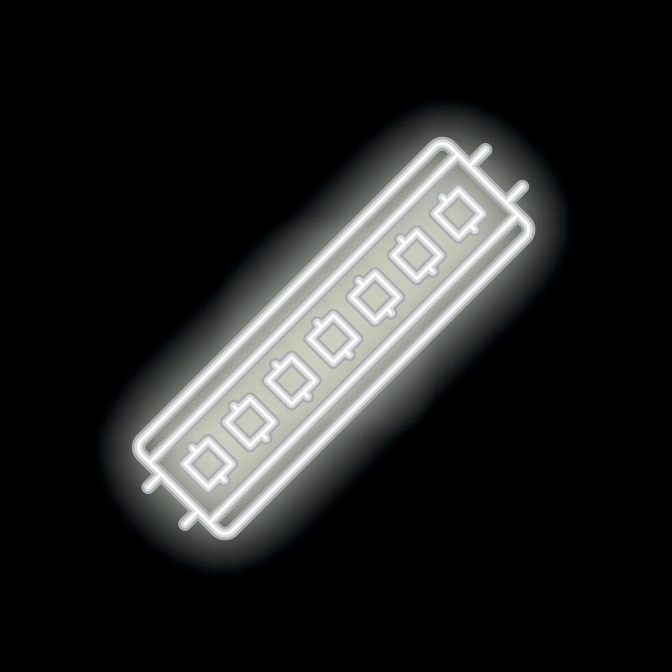 White neon sign showing a strip of led lights on black background vector