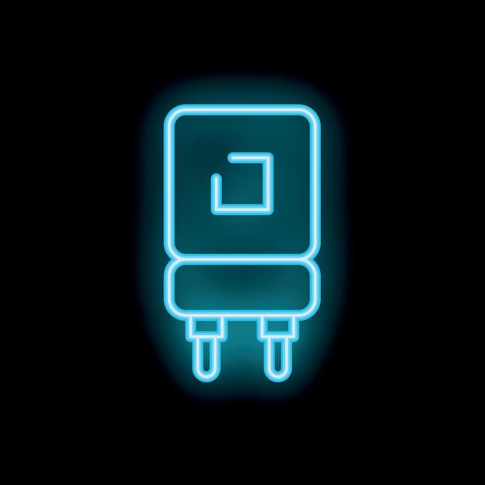 Neon icon of water heater glowing on dark background vector