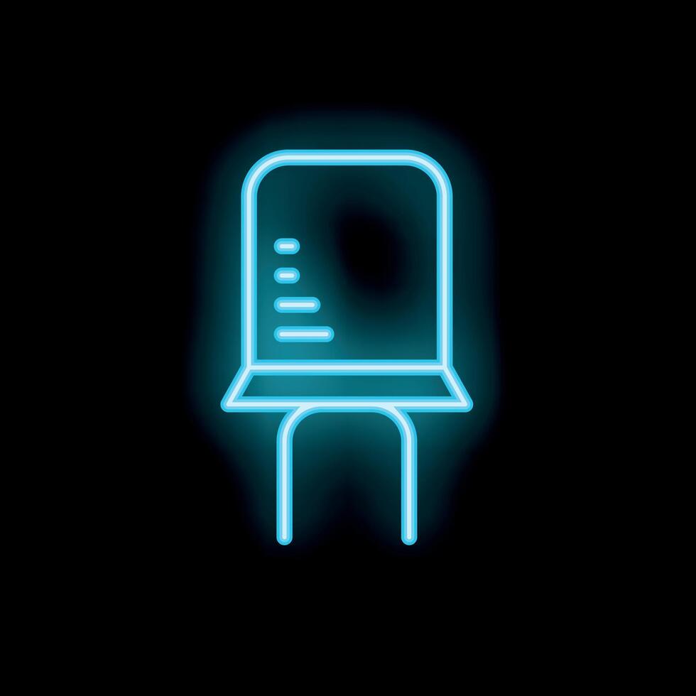 Blue neon sign of an electronic capacitor component on black background vector