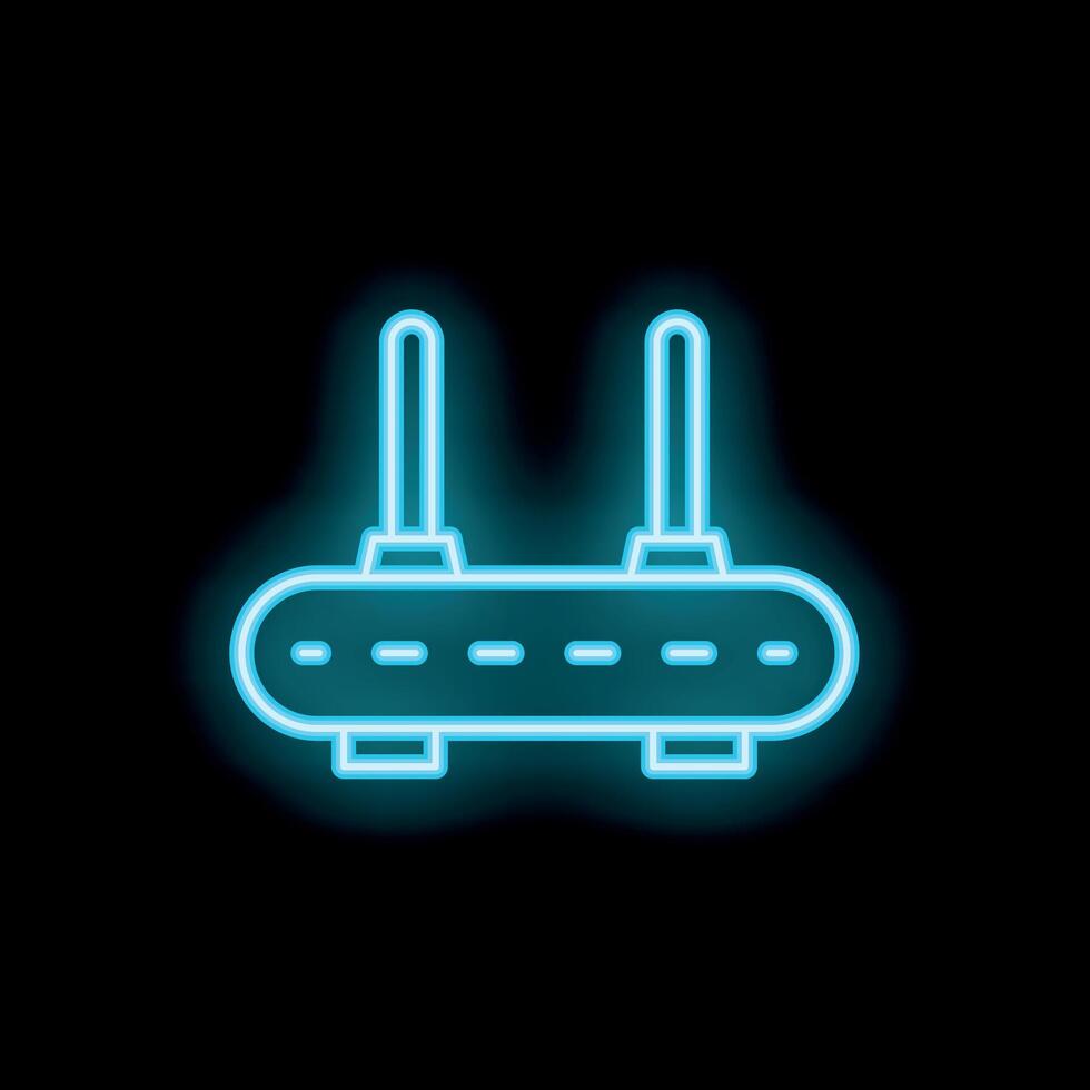 Neon icon of wi fi router glowing on black background vector