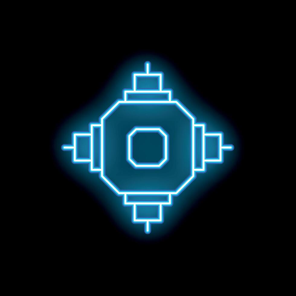 Glowing neon line geometric shape shining in blue light on a black background vector