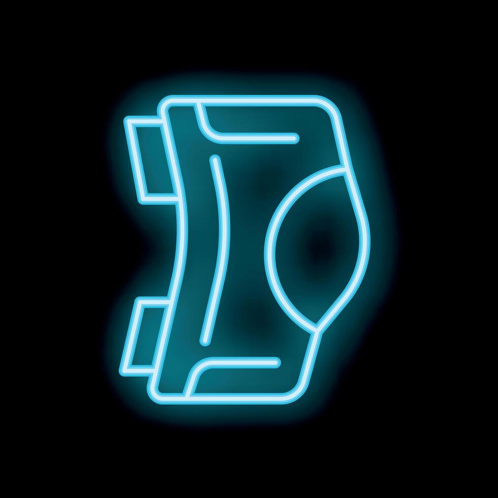 Neon knee support glowing on black background vector