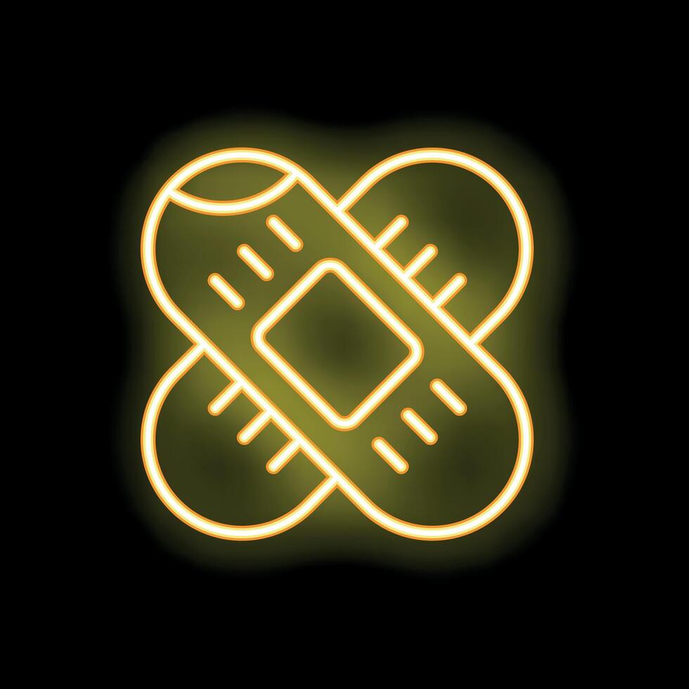 Neon yellow adhesive bandage cross medical icon vector