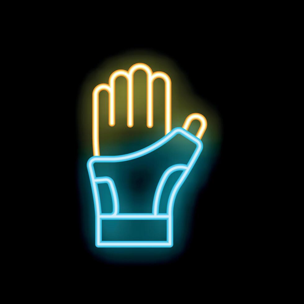 Neon sign showing a hand wearing a protective glove vector