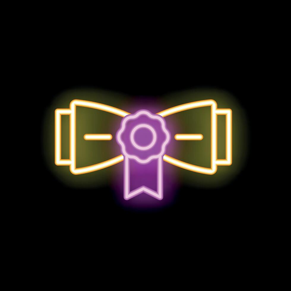 Neon sign of award ribbon with seal showing success vector