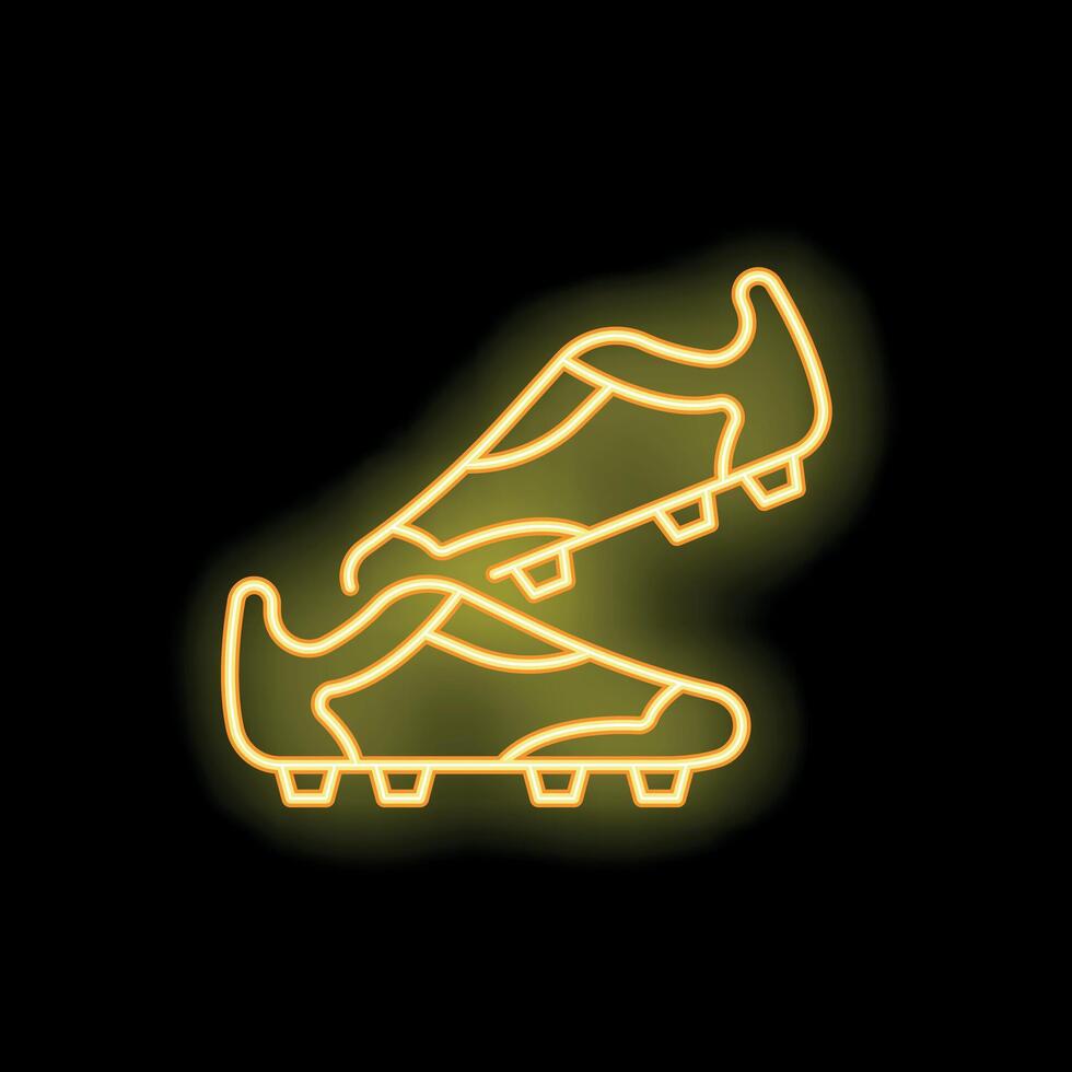 Neon icon of soccer shoes shining brightly in the dark vector