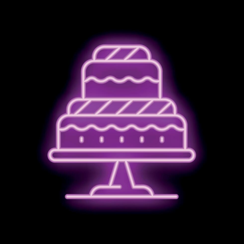 Neon sign showing three tier cake on cake stand vector