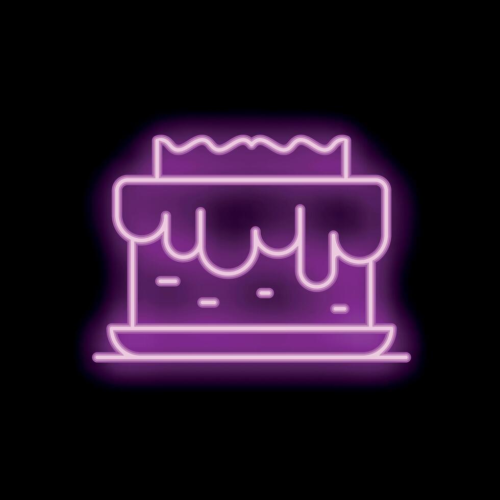 Neon sign showing a delicious cake with icing dripping for a bakery or restaurant vector