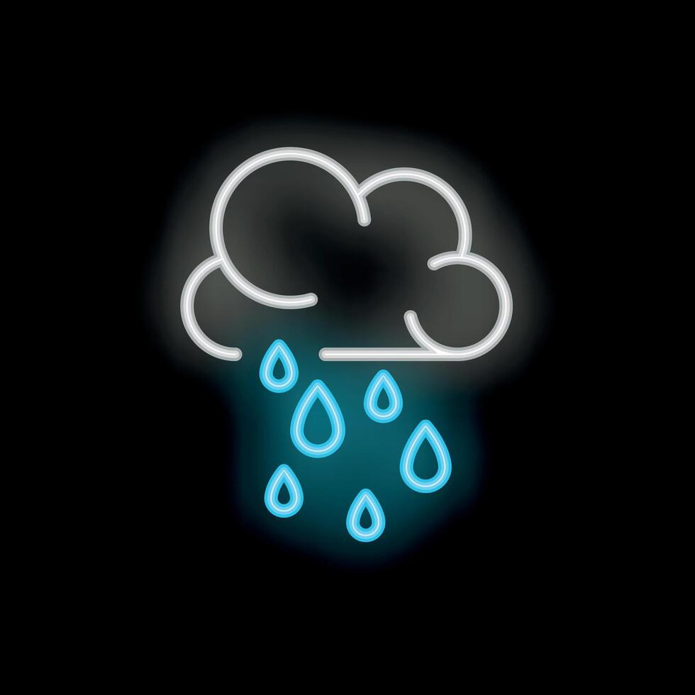 Neon style icon of cloud raining showing bad weather vector