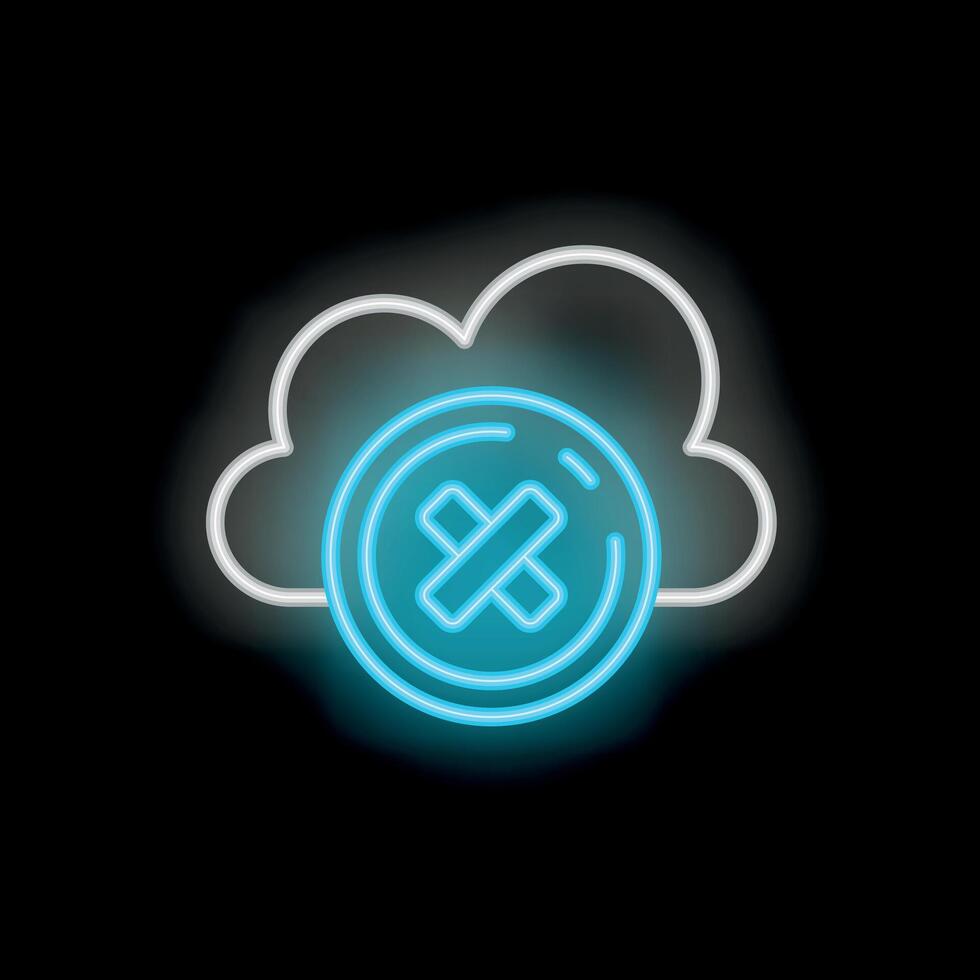 Neon icon of cloud computing service showing error status vector