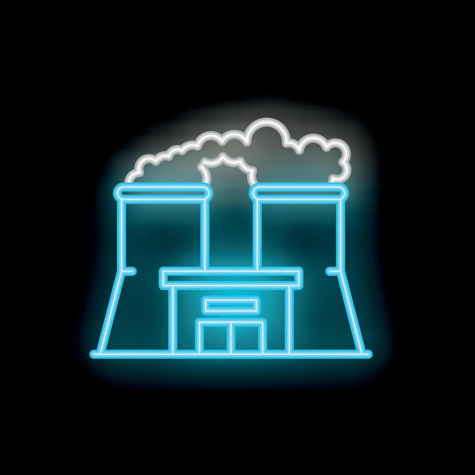 Neon style icon of a power station emitting pollution vector