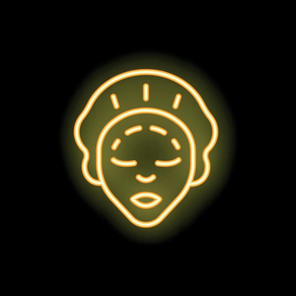 Neon sign representing woman relaxing with face mask in spa or beauty salon vector