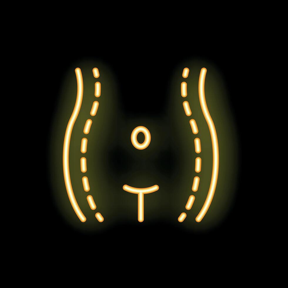 Neon yellow liposuction of hips icon showing weight loss procedure vector