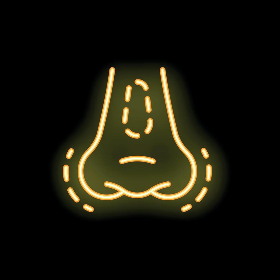 Neon icon of nose breathing showing smell concept vector