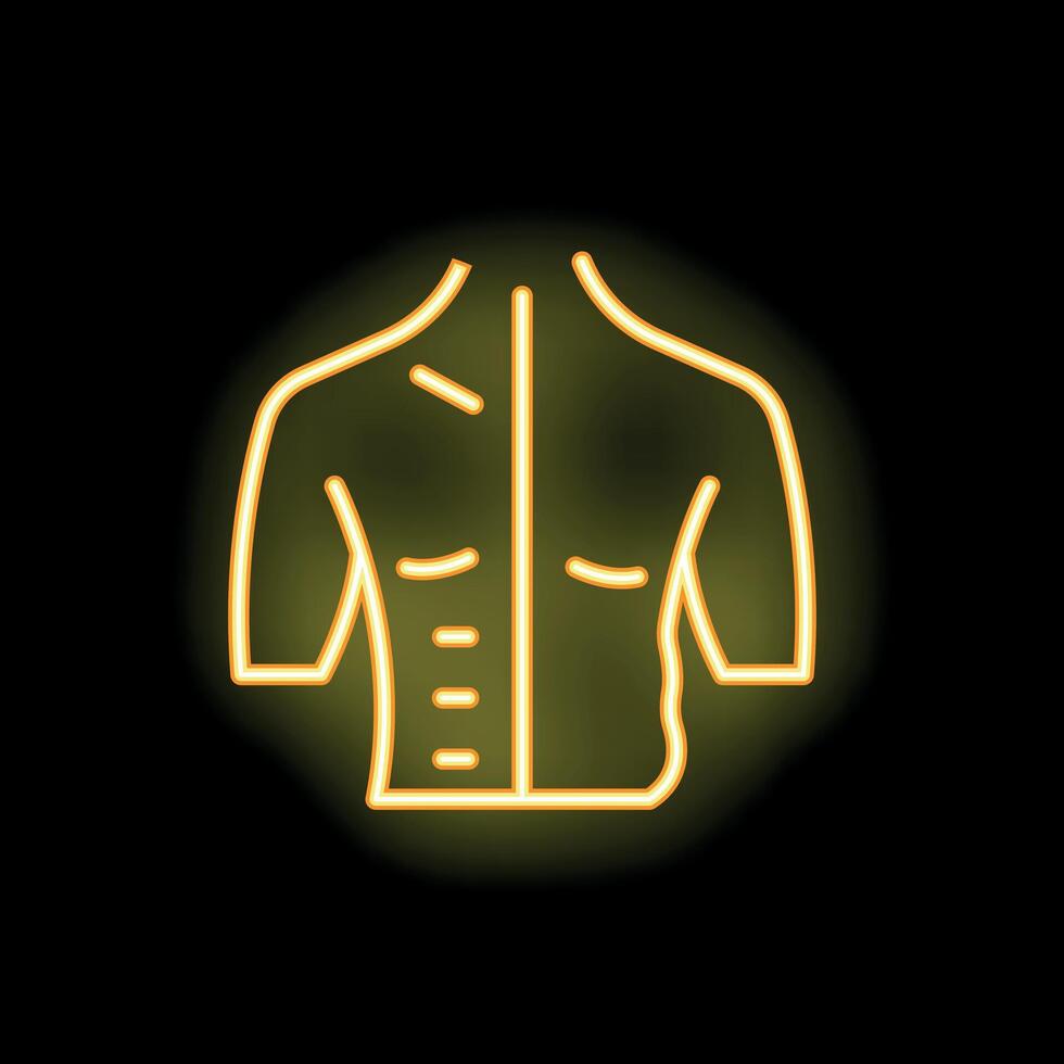 Neon sign representing a muscular torso on a black background vector