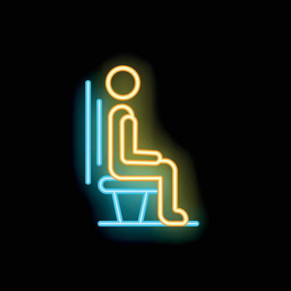 Neon sign of person sitting on waiting room chair vector